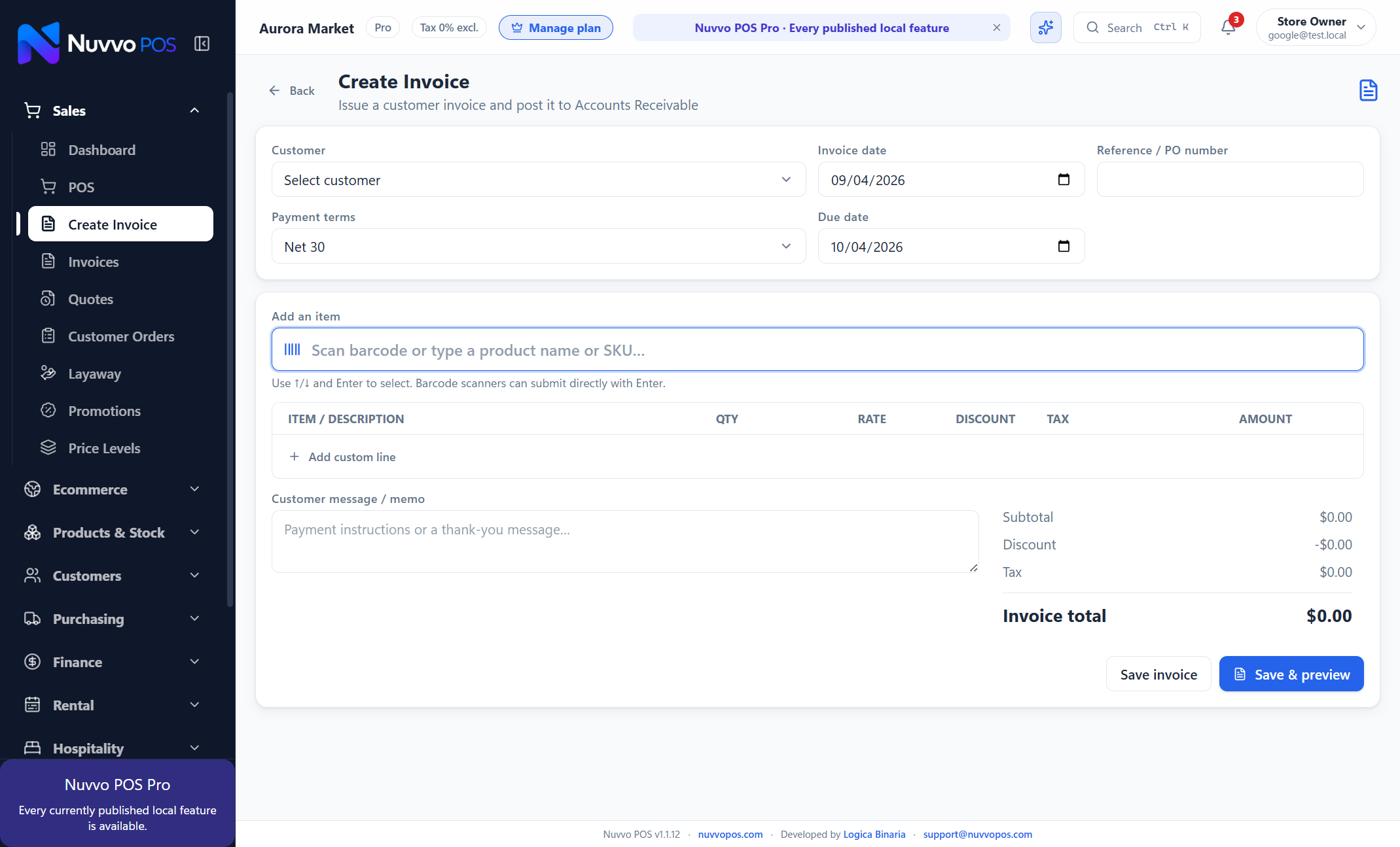 Create Invoice