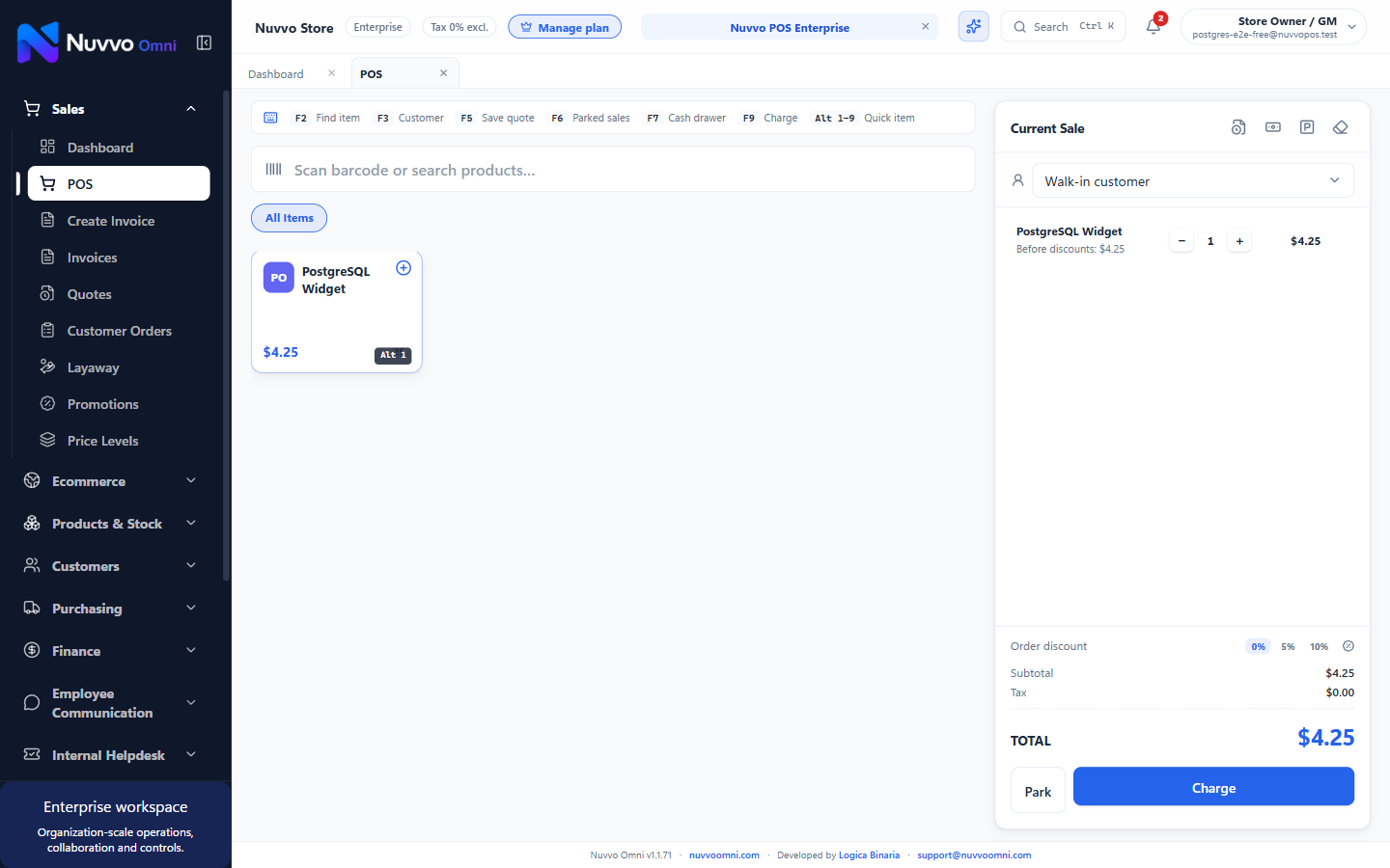 Nuvvo Omni point-of-sale interface